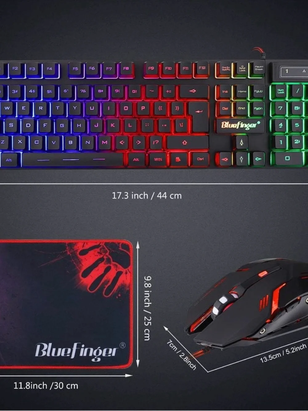 RGB Gaming Keyboard and Mouse Combo - Black with Multicolor Backlight
